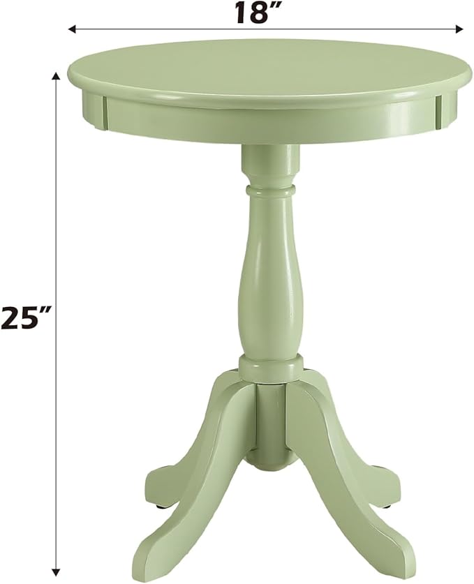 Acme Alger Wooden Round End Table in Light Green
