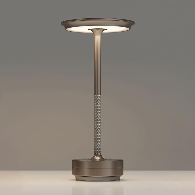 TBBGA 1 Pack Rechargeable Table Lamps Cordless, Portable 5000mAh Outdoor Table Light, 3 Color Stepless Dimming LED Table Lamp with Memory Function, for Home/Dinner/Patio/Restaurant.(Light Cafe)