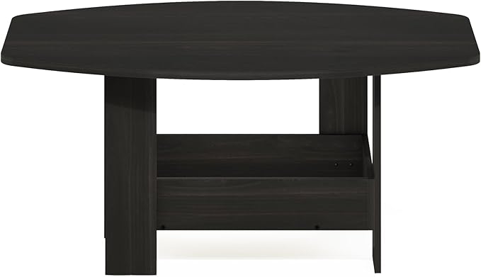 Furinno Simple Design Coffee Table, 2-Tier Modern Coffee Table with Lower Shelf, Round Corner Side Table, for Living Room, Bedroom, Home Office, Espresso