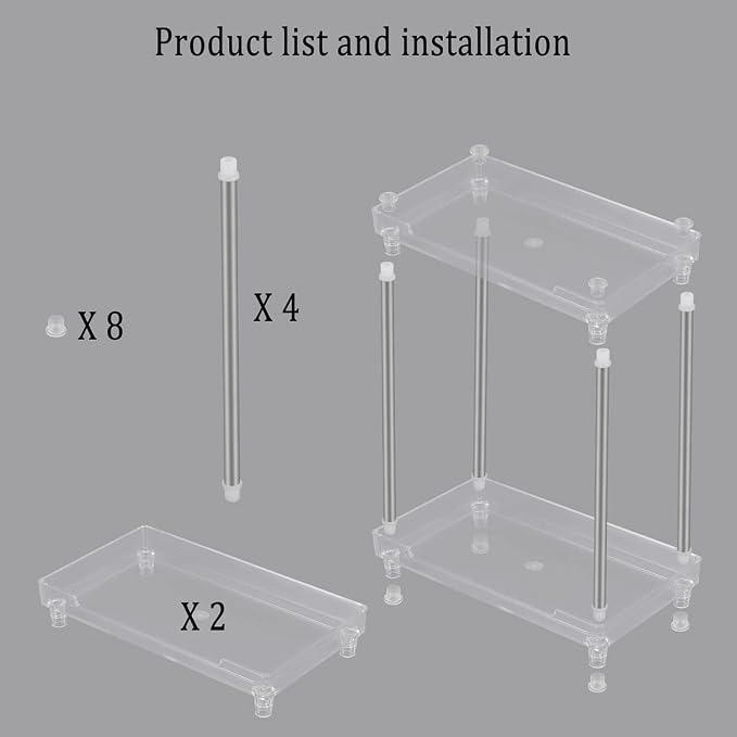 Argox Transparent Bathroom Shelf - Countertop & Sink Storage Organizer