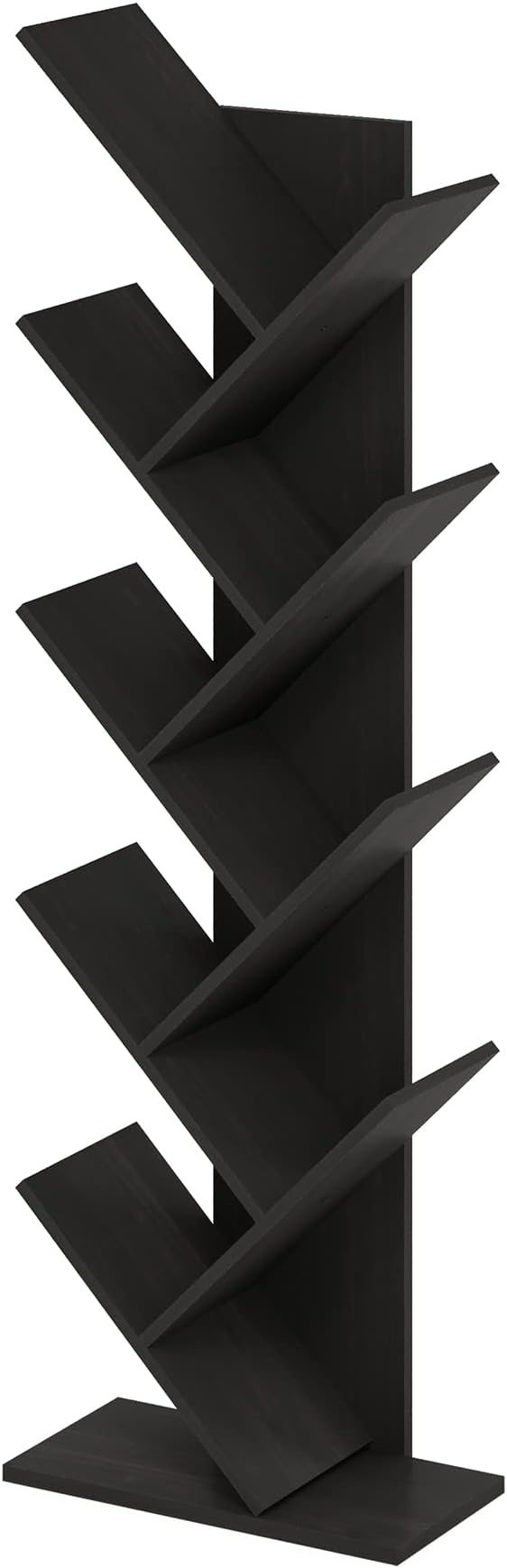 Furinno TREE Book Shelf, 9-Tier Bookshelf, Tree Bookcase with Angled Open Shelf, 8.4 x 15.7 x 50.9, for Room Decor, for Living Room, Bedroom, Home Office, Espresso