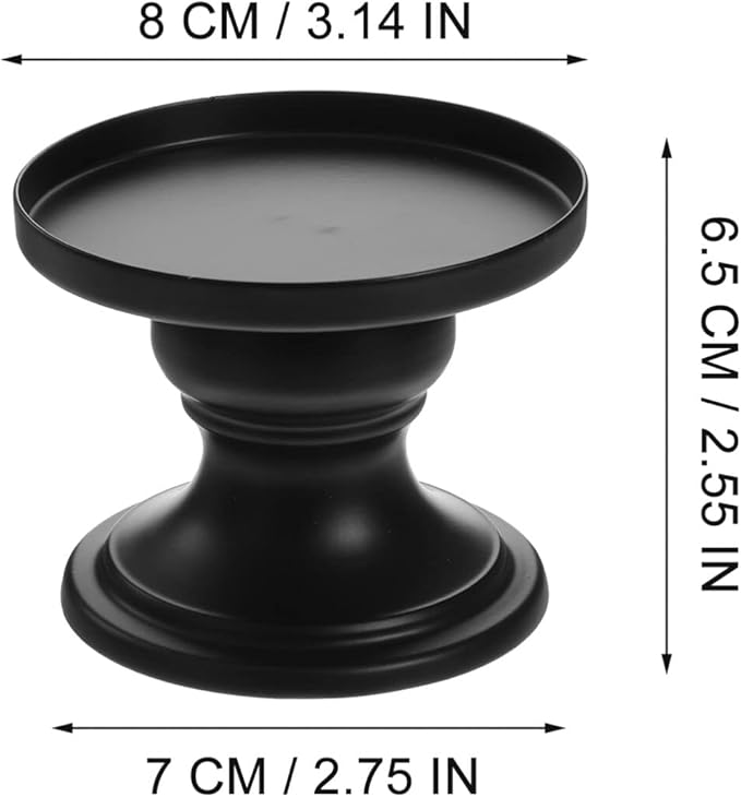 Abaodam Black Candle Holders for Pillar Candle Set of 2, Reversible Metal Candlestick Stand for Fireplace, Table Centerpiece and Farmhouse Home Decor