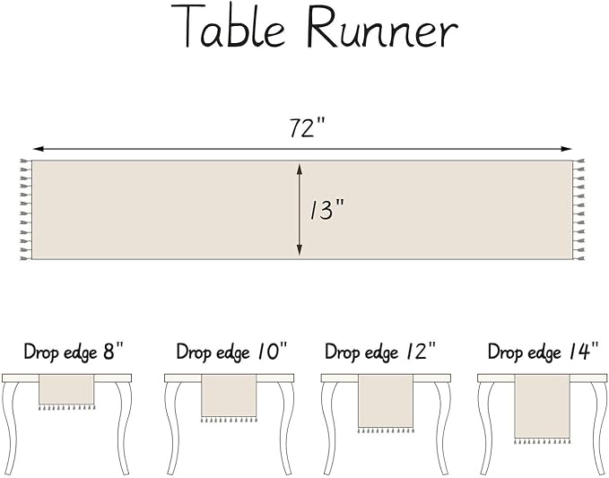 Table Runner, Rustic Farmhouse Linen Waterproof Table Runners for Holiday Party, Dresser Decor and Dining Room Decorations-Ivory-14 x72, 4-6 Seats