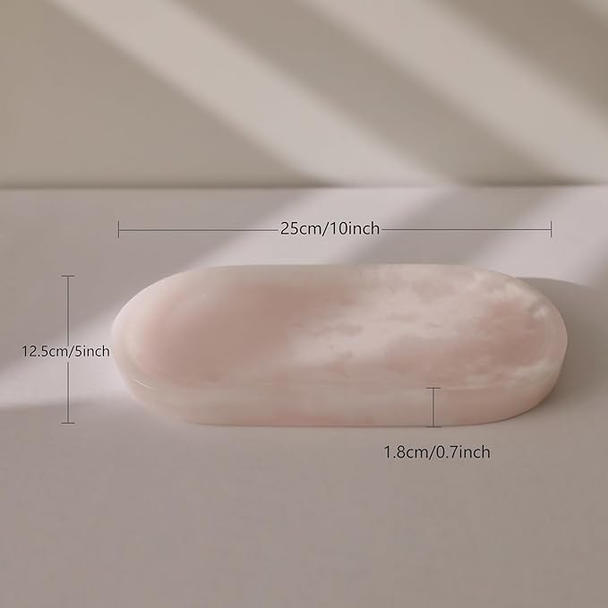 Natural Luxury Marble Jewelry Tray, Marble Tray, Jewelry Tray, Marble Trays for Decor, Stone Tray (Pink Jade)