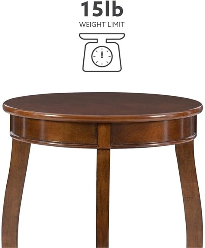 BOWERY HILL Round Wood End Table, Brown Finish, 24" H x 18.5" W x 18.5" D, 1 Shelf, Contemporary Design, Rustic Accent Table for Living Room Storage and Decor