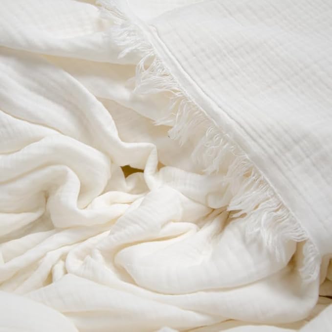 Large Gauze Sofa Cover%100 Pure Cotton, White Couch Covers for 3 Seater, 4 Seater Sofa, Sectional, 4 Layered Natural Muslin Washable Cloud Like Couch Cover (White, 70x150/177x380cm)