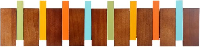 Youyole 1 Pcs Mid Century Modern Wooden Coat Hooks Wall Mounted Folding Coat Rack Hanger with Hooks Heavy Duty Flip Down Piano Hat Rack for Hanging Coats Hats Home (22.83 x 5.31'',Mid Century Color)