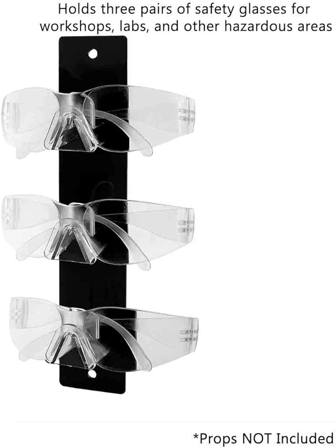 Marketing Holders 6 Pack Glasses Display 3 Pairs Holder with Hardware Retail Locations Space Saver Organizer Storage Hanger Warehouses Wall Mount Eyeglasses Black Acrylic Spectacles Safety Glasses