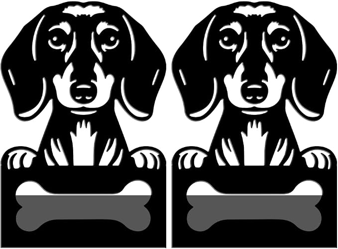 WADORN 1 Pair Dachshund Metal Decorative Bookend for Shelves, Heavy Duty Book Ends Cute Dog Non-Skid Books Holder Stand Black Book Support Stoppers for Desk Bookshelf Office Home, 4.7x3.5x7 inches