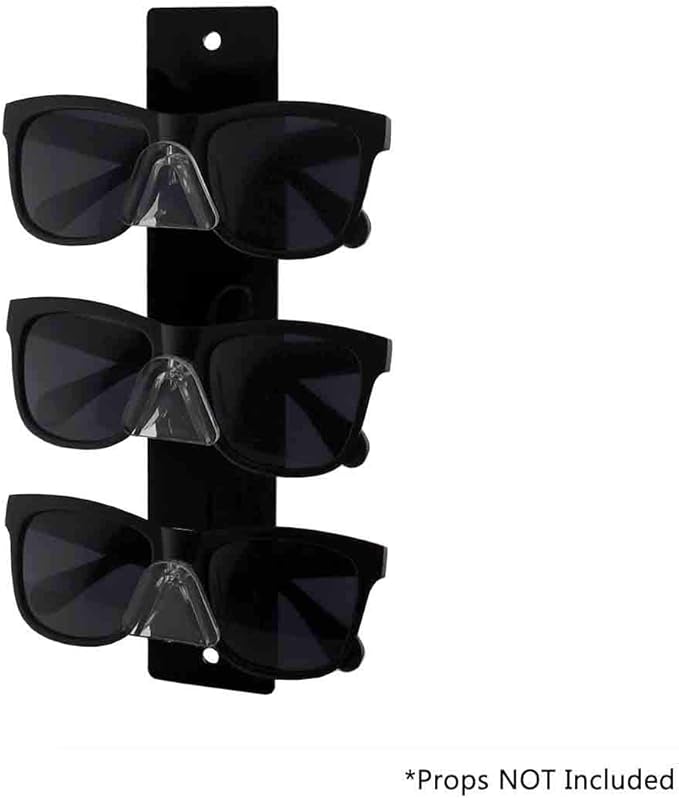 Marketing Holders 6 Pack Glasses Display 3 Pairs Holder with Hardware Retail Locations Space Saver Organizer Storage Hanger Warehouses Wall Mount Eyeglasses Black Acrylic Spectacles Safety Glasses
