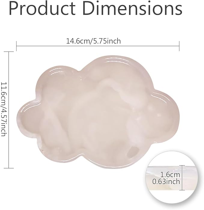 Natural Marble Tray Cloud Shape Vanity Trays, Jewelry Trays Holder Dish for Bathroom Countertop Home Decor Gift Pink
