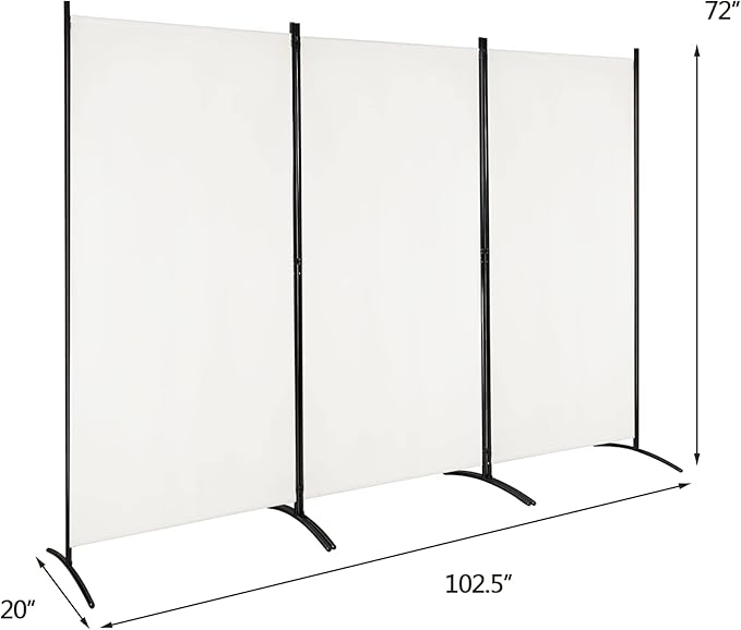 DORTALA 3-Panel Room Divider, Freestanding Folding Privacy Partition Screen with Steel Frame, Morden Room Divider for Separating Room in Bedroom, White