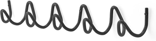 Coat Rack Wall Mount, Creative Wave Wall Hooks 20KG Capacity, Easy Installation, Multi-Purpose Hooks for Coat, Hat, Bag, Umbrella (Black, 49cm x 7.5cm (19.29" x 2.95"))