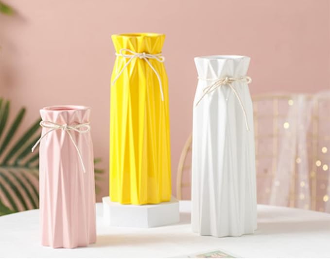 Disoza Ceramic Flower 9.5" H x 3.9" W Pink Vase Modern Home Decor Vases for Centerpieces Minimalist Farmhouse Cute Decorative Vases Flowers Tulip Pampas Grass Vase for Table Bathroom Shelf