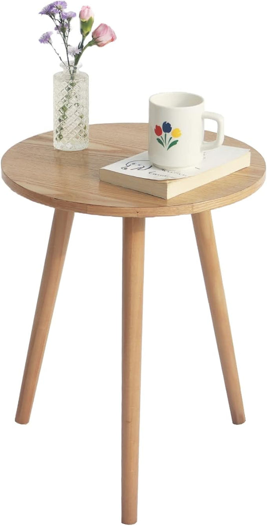 AWASEN Side Table Round, Small Accent Table Nightstand Modern End Table for Living Room Bedroom Office Small Spaces, 15.7''Dia x 19.69''H(Natural Walnut)