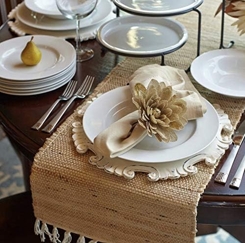 The Home Talk Jute Cotton Hand Woven Table Runner/Placemats (Table Runner, Natural, 13" x 108")