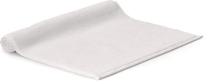 BOLL & BRANCH Turkish Ribbed Bath Mat - White - 100% Organic Turkish Cotton - Plush Absorbent Quick Dry Luxury Bathroom Mat with Ribbed Texture - Soft Underfoot Spa Comfort