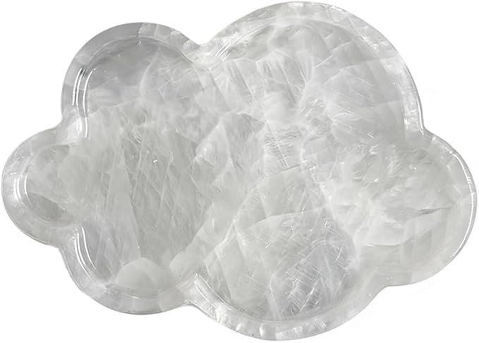 Natural Marble Tray Cloud Shape Vanity Trays, Jewelry Trays Holder Dish for Bathroom Countertop Home Decor Gift White
