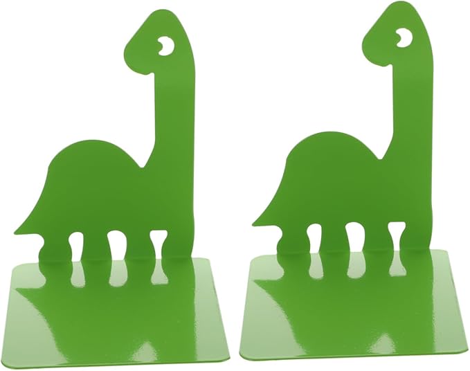 2 Pairs Dinosaur Metal Bookend Table Top Display Stand Decorative Bookend Tablescape Decor Desktop Shelves Document Holder for Desk Office Vintage Iron Book Stand