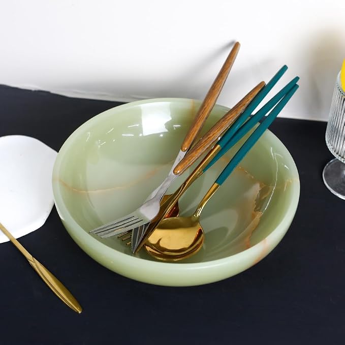 Luxury Decorative Marble Bowl for Home Decoration, Green Onyx Key Bowl for Entryway Table, Catchall for Coins, Change, Candy, Organizer Marble Tray