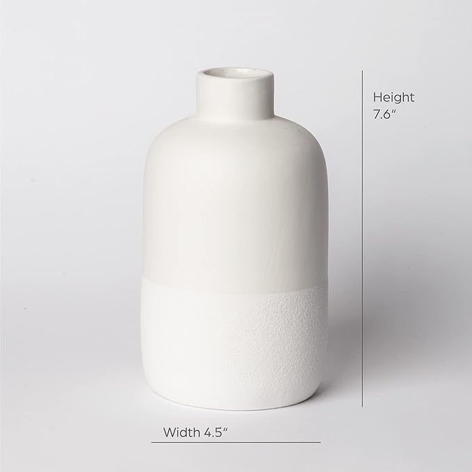 Ceramic Vase - Modern Farmhouse Decorative Vases for Home Decor Accents - Minimalist Aesthetic Flower Vases for Centerpieces, Living Room, Table, Shelf, & Office (Black & White)