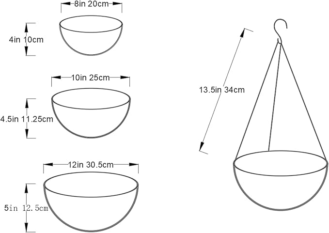LX7 3-Pack Hanging & Wall-Mounted Plant Baskets with Natural Coconut Fiber Liner, Decorative Planters for Home Garden Patio Yard (3Pack HeartHanger, 12Inch)