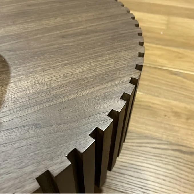 Round Coffee Table, 39.37" Coffee Table, Wood Coffee Table for Living Room, Handcrafted Relief Carving, Easy Assembly, Walnut
