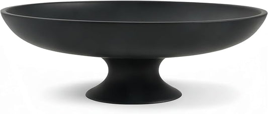 Black Concrete Fruit Bowl, Large Decorative Pedestal Bowl for Kitchen Counter, Modern Centerpiece Bowl for Coffee Table, Entryway Key Catch All Bowl, Black Home Decor