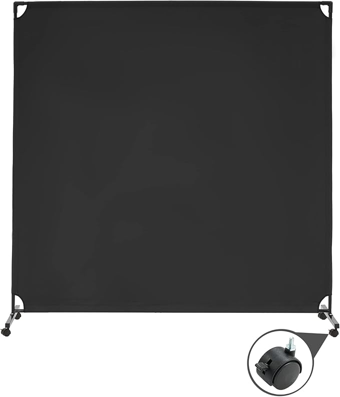 Spurgehom 6FT Single Panel Rolling Room Divider, Partition Privacy Screens with Wheels, Freestanding Fabric Room Panel, Portable Wall Divider for Office, Room, Restaurant, Hospital (Black)