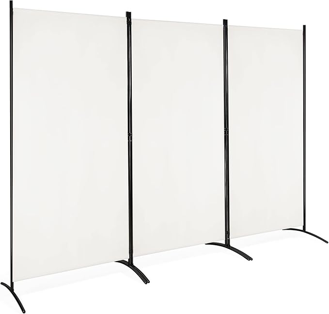 DORTALA 3-Panel Room Divider, Freestanding Folding Privacy Partition Screen with Steel Frame, Morden Room Divider for Separating Room in Bedroom, White