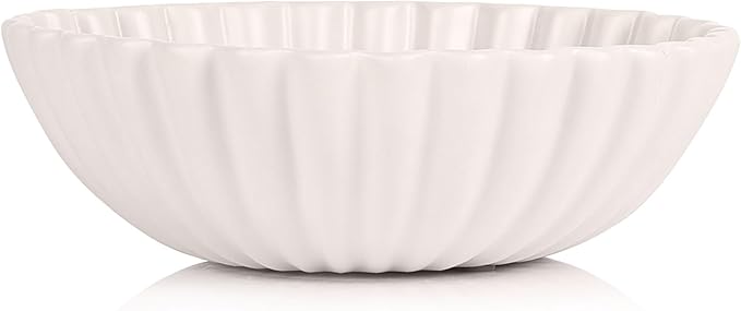 QIANLING Resin Large Beige Decorative Bowl for Home Decor - Beige Ruffle Fruit Bowl for Kitchen Counter Entryway or Coffee Table or Table Decor - Centerpiece Bowls for Keys, Fruit, Candy