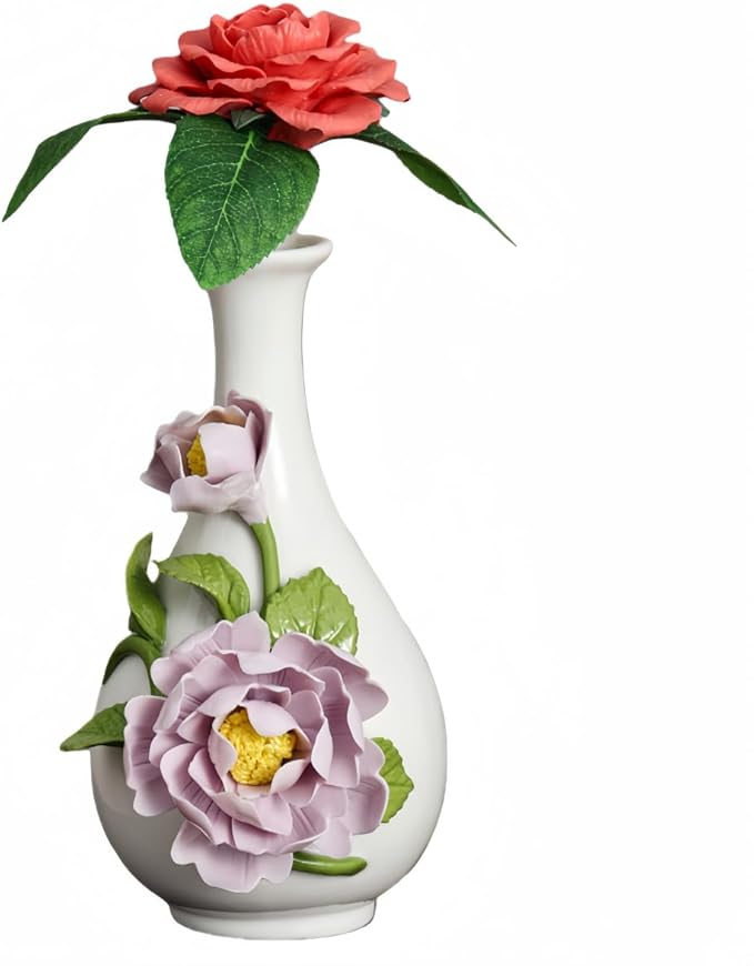 Ceramic Flower Vase Home Decor,Handmade Flowers Ceramic Aesthetic Flower for Home,Living Room,Dining Table,Farmhouse,Office Decor,Bedroom,Table and Kitchen Shelf (Purple, Style B)
