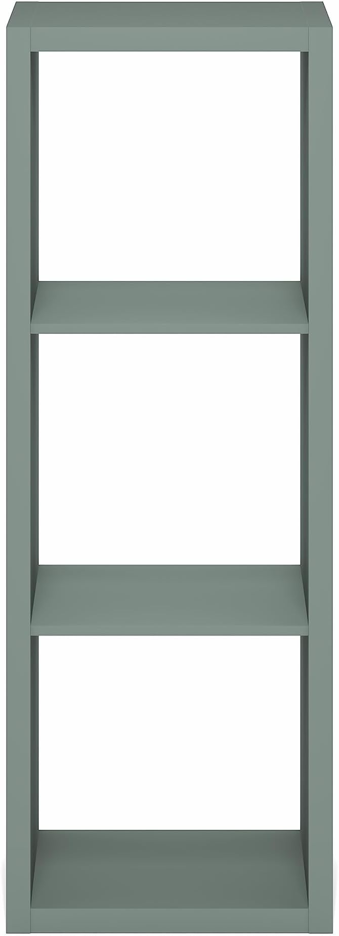 Furinno Cubicle Book Shelf, 3-Cube Bookshelf, Extra Thick Frame Horizontally & Vertically Reversible Bookcase with Open Back, 14.6" x 16" x 44", for Living Room, Bedroom, Home Office, Sage Green