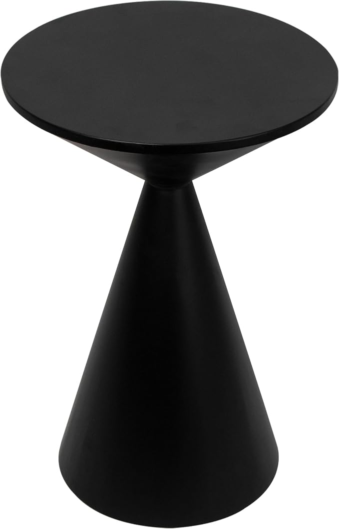 COVLON Small Drink Table, Round Martini Table, Drum End Table Side Table, Metal Accent Table,for Small Space Living Room, Bedroom, Black