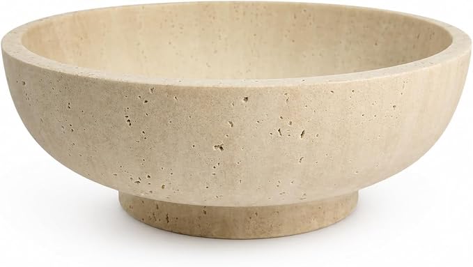 LIN CHUAN Large Decorative Bowl, Fruit Bowl for Kitchen Counter, Modern Resin Bowl for Home Decor, Key Holder for Entry Table, Travertine Yellow