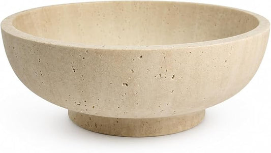 LIN CHUAN Large Decorative Bowl, Fruit Bowl for Kitchen Counter, Modern Resin Bowl for Home Decor, Key Holder for Entry Table, Travertine Yellow