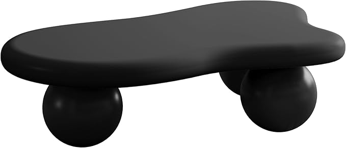 40" Cloud Coffee Table for Living Room Irregular Coffee Table Modern Unique Coffee Tables Low Cute Center Tables with Ball Legs for Small Space Apartment Cream Black