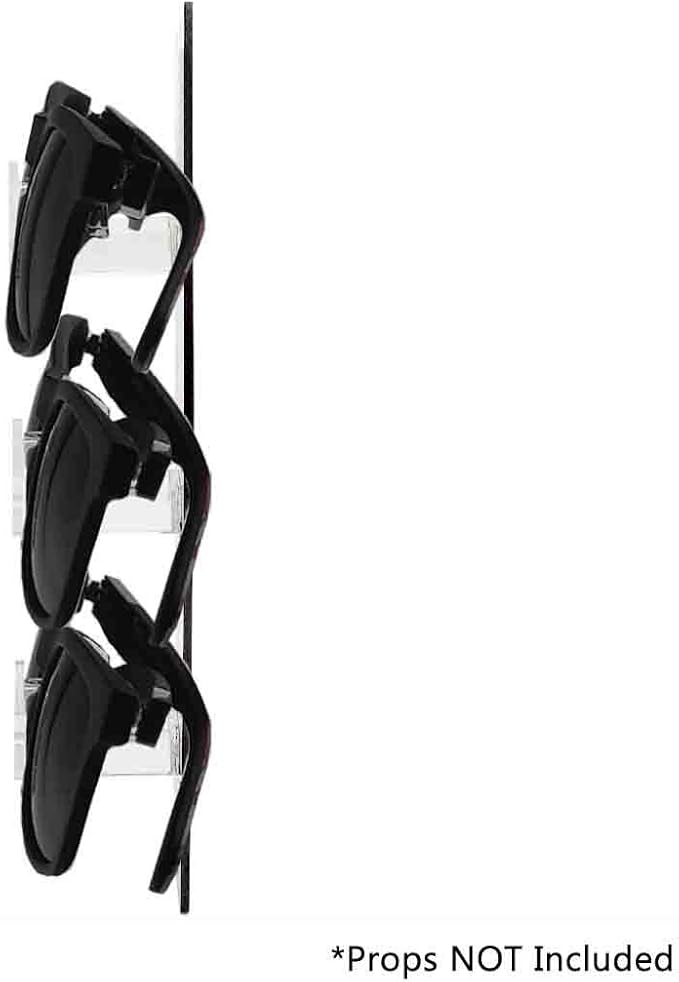 Marketing Holders Eyeglasses Holder 3 Tier Black Back Clear Nose Acrylic Sunglasses Wall Mount Glasses Display with Hanging Hardware Safety Glass Labs Warehouses Doctor Office Bifocals Rack