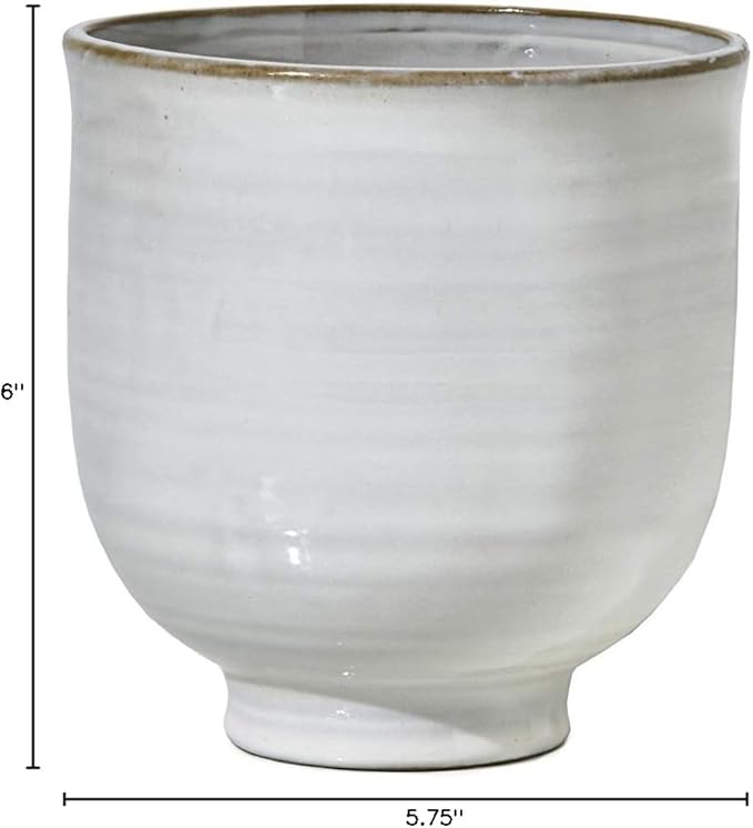Serene Spaces Living Medium Glazed Ceramic Pedestal Bowl- Centerpiece for Vintage Weddings, Events, Measures 6" Tall and 5.75" Diameter