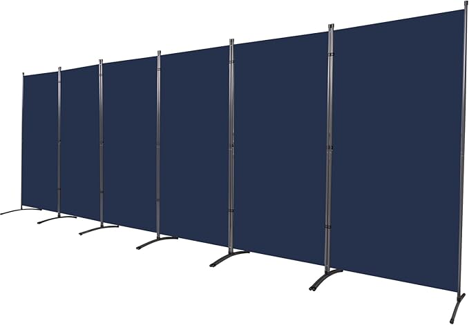 YASRKML Room Divider Folding Privacy Screens, Portable Room Divider Panel 6 Panel Partition Room Dividers Screen, Freestanding Room Partitions and Dividers Fabric Dividers for Room Separation, Navy