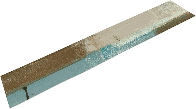Beige Blue Abstract Art Contemporary Table Runner,Modern Neutral Decorative Pattern Table Runner for Coffee Table Dining Room Table Bedroom Party Holiday Decor 13x72inch