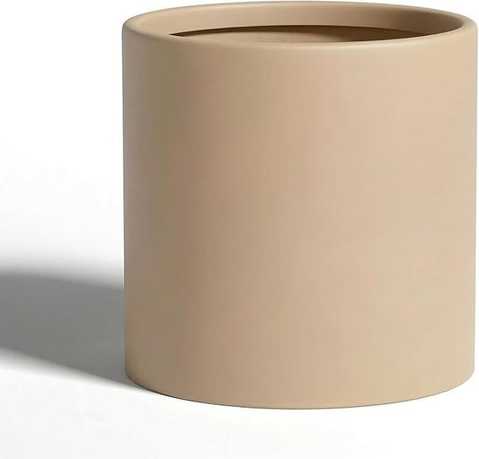 Wil & Vic 89s - 15.7" H x 15.7" Dia (15.7" Pot Opening) Mars Fiberglass Planter, Sphere Indoor and Outdoor Plant Pot with Drainage Hole, Lightweight, Durable Minimalist Home Decor, Taupe