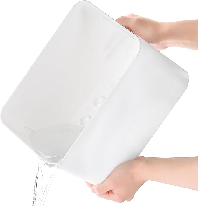 Elsjoy White Umbrella Holder, Entryway Umbrella Stand Small Umbrella Organizer Rack with Removable Drip Tray, Umbrella Storage Container for Long & Folding Umbrella, Parasol, Store 10 Umbrella