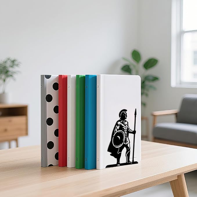 WADORN 1 Pair Spartan Guards Metal Decorative Bookend for Shelves, Heavy Duty Book Ends Modern Non-Skid Books Holder Stand Black Book Support Stoppers for Desk Bookshelf Office Home, 5.3x4.3x7.8 Inch