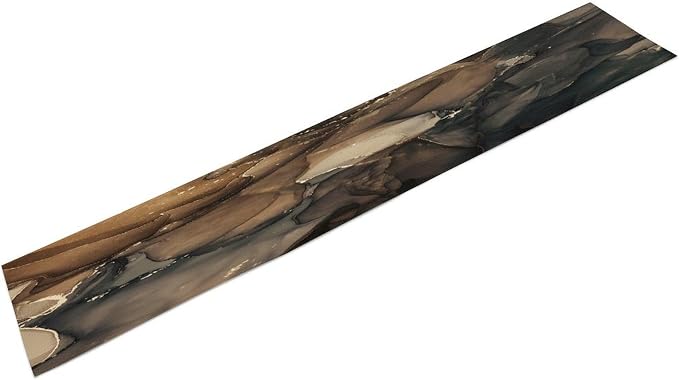 Marble Table Runner,Abstract Brown Black Gold Luxury Flow Liquid Modern Home Vintage Stone Pattern Table Runner for Coffee Table Dining Room Table Bedroom Party Holiday Decor 13x120inch
