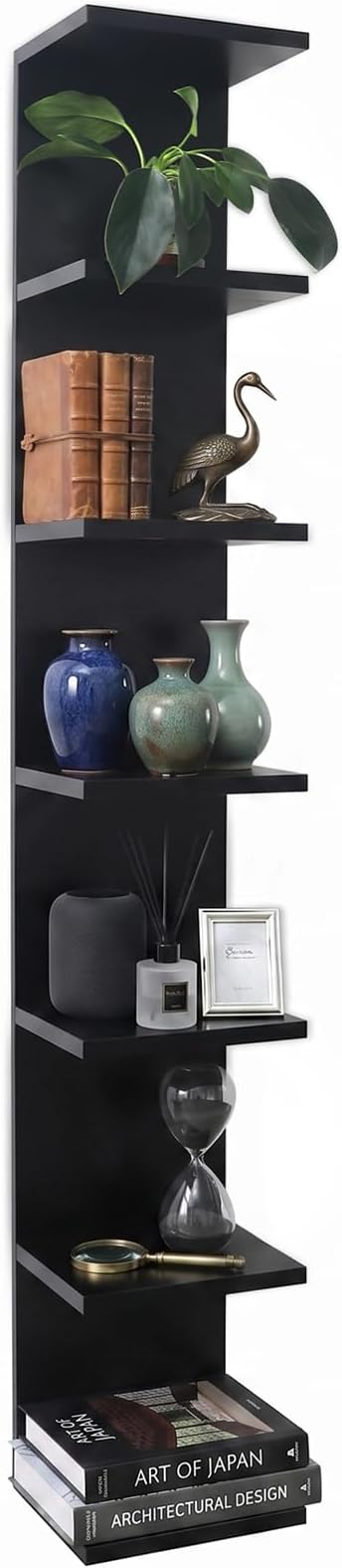 Homaterial 7 Tier Floating Shelves for Wall - Modern Wall Mounted Makeup Vanity, Hanging Display Shelf for Storage and Room Decor, Black