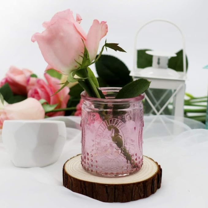 Kate Aspen Tea Light Holder - 24PCS - Vintage Glass Tealight Candle Holders, Perfect Wedding Favor, Bachelorette Favor or Bridal Shower Favor - Pink