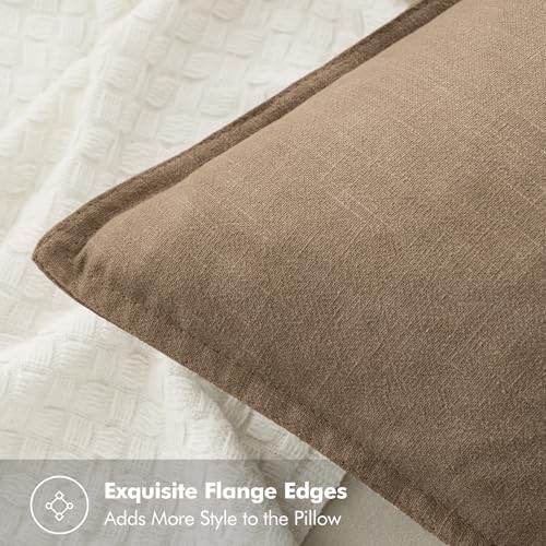MIULEE Khaki Linen Pillow Covers Pack of 4 Decorative Natural Solid Throw Pillow Covers Soft Accent Boho Farmhouse Couch Pillowcases Modern Spring Home Decors for Living Room Bed Sofa 18x18 Inch