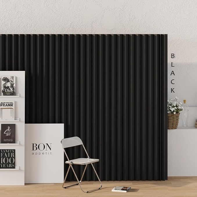 Paper Room Divider, Folding Black Privacy Screens, Decorative Enterprise Office Temporary Divider Wall,Indoor Folding Portable Partition Screen for Home Dorm Office Studio Exhibition Store
