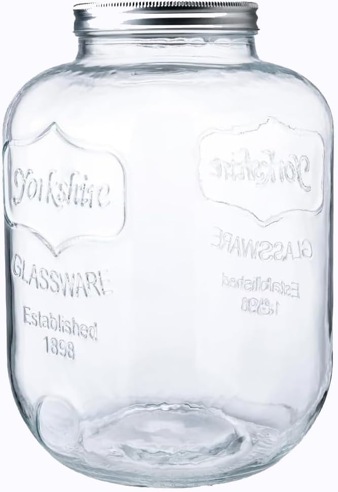CATPOWER 1.5 Gallons Large Size Glass Jar With Mouth Canning Jar Kitchen Storage Cookie Candy Penny, Stainless Steel Screw Lid